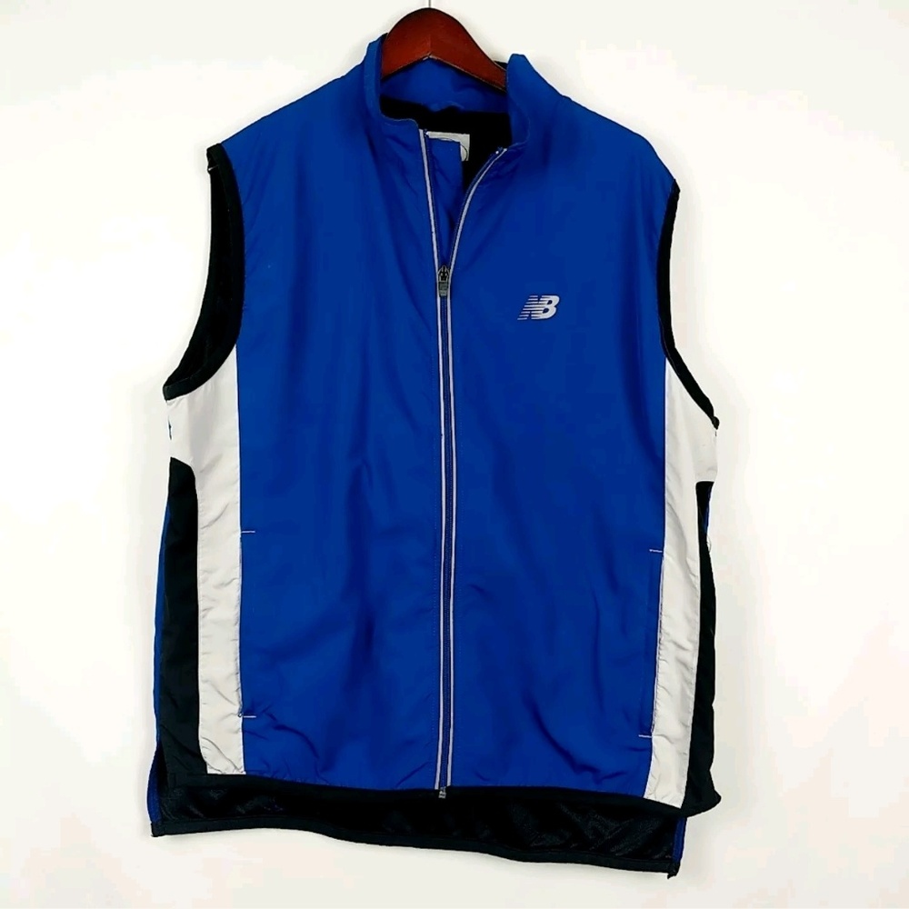 NB MENS VEST BLUE/WHITE/BLACK ZIP UP
